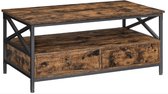 MIRA Home - Salontafel - Woonkamertafel - Met Lades - Vintage - Hout - 55x100x45