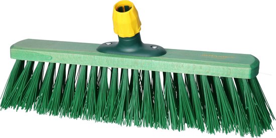 Balai de rue dur en plastique / balai d'extérieur robuste élaston vert 40 cm - Tête de balai avec support de poignée universel - Balais