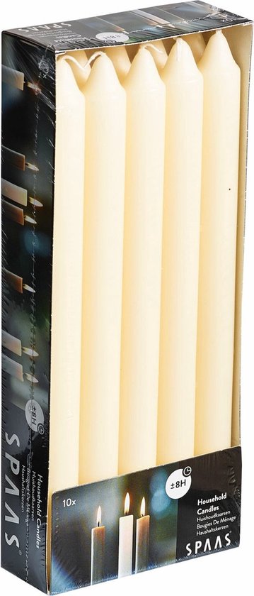 10x bougies blanches ivoire 24 cm 8 heures de combustion - Bougies sans odeur - Bougies ménagères / bougies de table / bougies chandelier