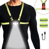 DOWO® - Led Hardloop Verlichting - Hoge Kwaliteit - Wandel verlichting - Hardloop licht - Reflecterend hardloopvest -USB Oplaadbaar - Voor en Achterkant – Verstelbaar