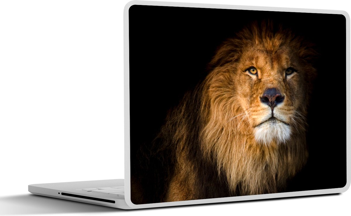 Laptop sticker - 14 inch - Leeuw - Licht - Zwart - Portret - 32x5x23x5cm - Laptopstickers - Laptop skin - Cover