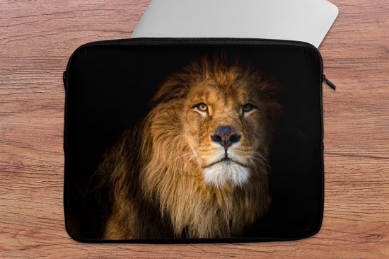 Housse ordinateur 17 pouces - Lion - Clair - Zwart - Portrait - Housse ordinateur - Dimensions intérieures 42,5x30 cm - Dos noir