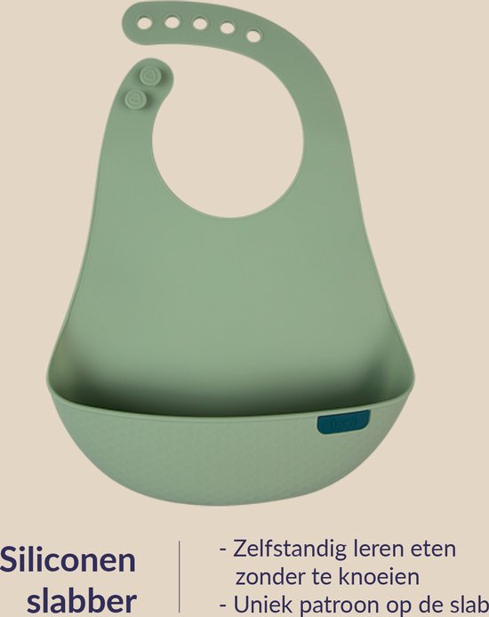 Difrax LOVI - Slabbetje van Siliconen - Lichtgroen - Ergonomische pasvorm - Extra breed aan de onderkant van Difrax LOVI — afbeelding 4