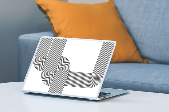Sticker ordinateur portable - 12,3 pouces - Zwart - Wit - Ligne
