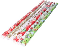 Design Group rollen inpakpapier/cadeaupapier - 6x stuks - kerst - 200 x 70 cm - papier