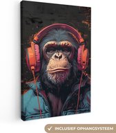 Peinture sur toile 20x30 cm - Décoration murale Graffiti - Chimpanzé - Casque - Singe - Décoration murale murale salon - Décoration chambre - Accessoires de chambre - Peintures