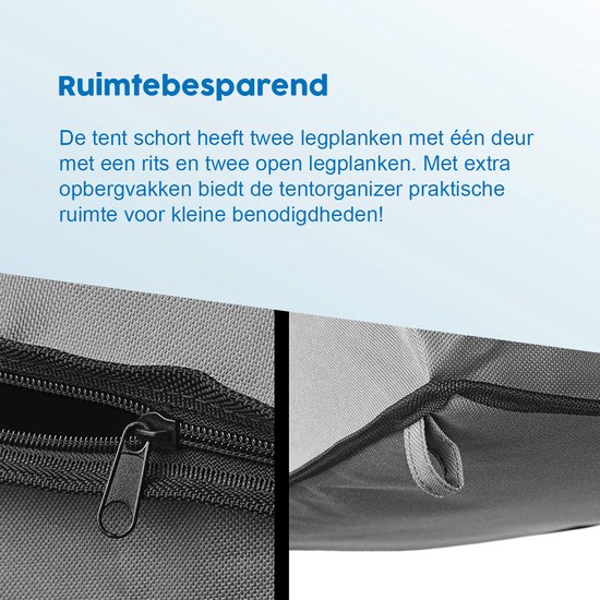 ProPlus 4-Vaks Organizer - Wandorganizer - 34 x 34 x 96 cm - Muurorganizer - Tentorganizer - Caravanorganizer - Tent Schort - Met Rits & Keder - Bevestiging met Klittenband van ProPlus — afbeelding 3