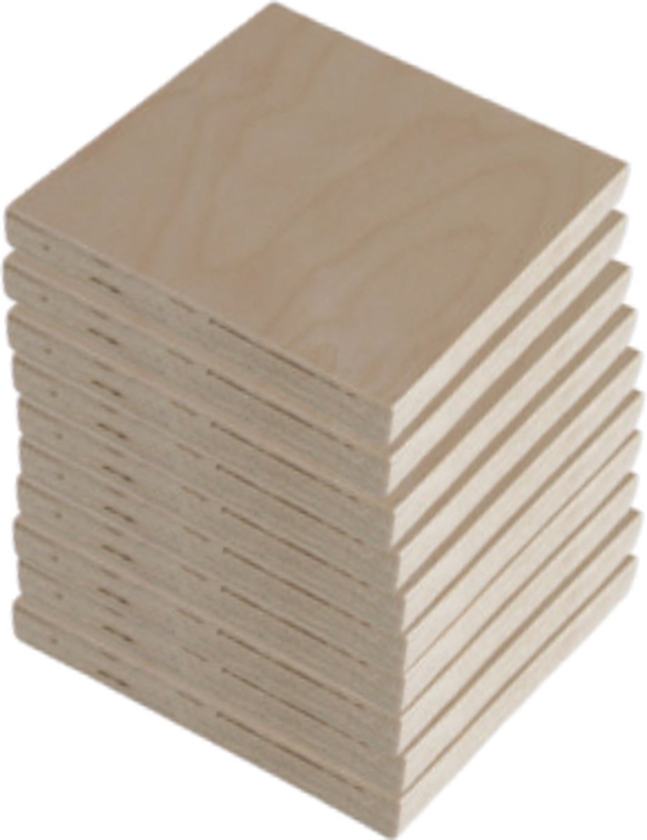 Multiplex Plankjes Naturel - 10 stuks - 12 x 12 cm - Op maat gezaagd - Kant-en-Klaar - Knutselplankjes - Houten Bordjes