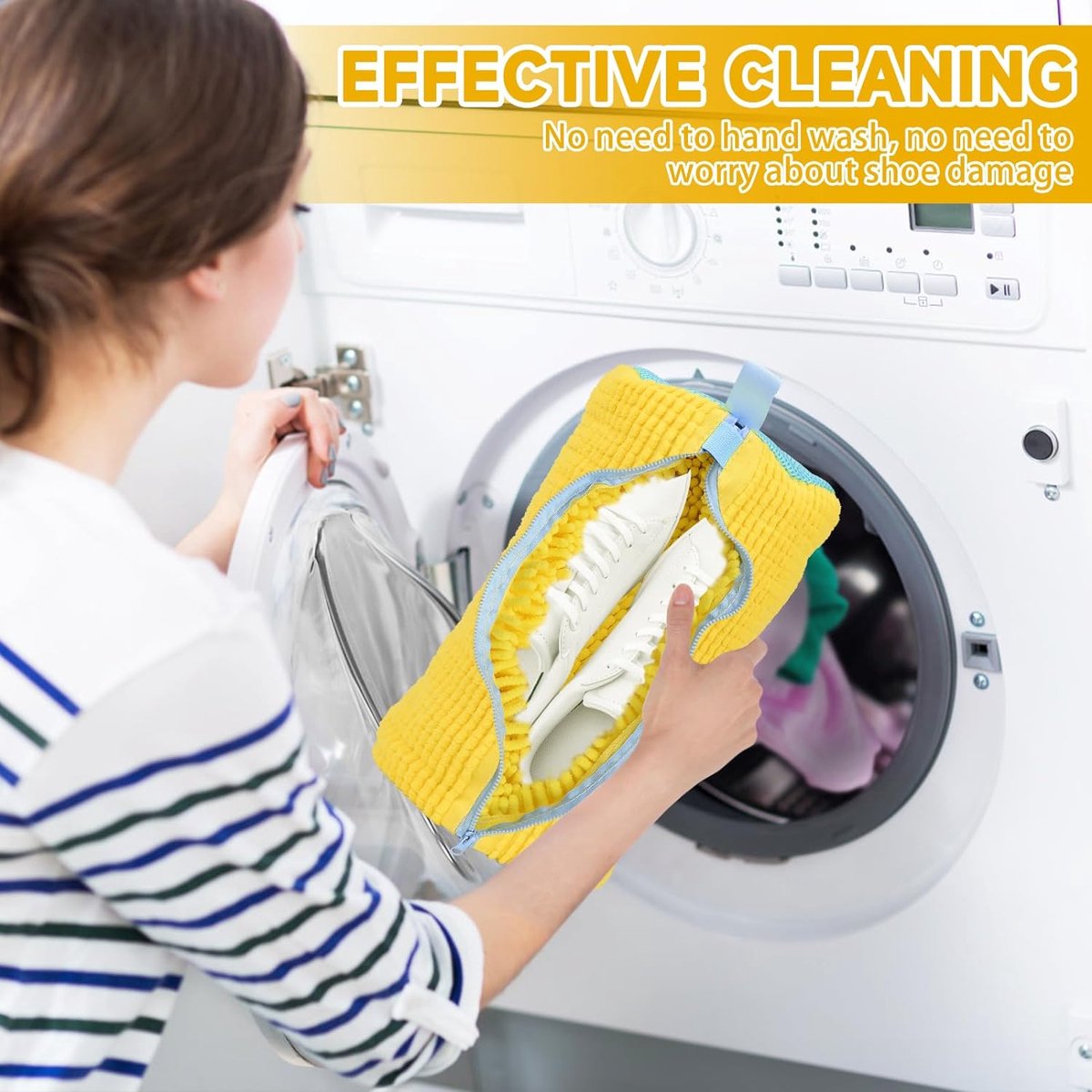 Waszak - Wasnet Voor Schoenen - Herbruikbaar - Waszak Voor Schoenen - Schoenen Waszak - 39 x 19 Cm - Netje Anti-Vervorming - Delicaat Wasgoed - Schoen Wassen - Schoenenwaszak - Wasgoed - Wasmachine - Schoenen / Sneakers - Met Rits En Hangende Ring — afbeelding 6