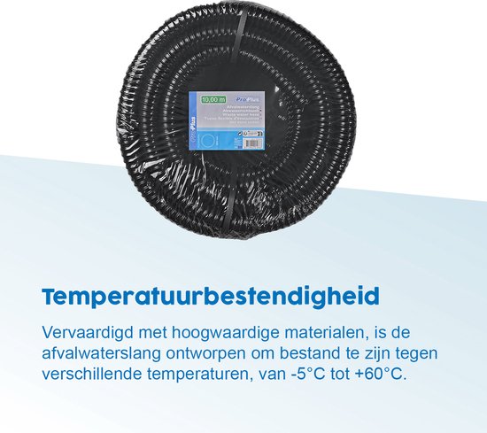 ProPlus Afvalwaterslang - 10 m - Afwatering - Temperatuurbestendig - Flexibel en Uittrekbaar - ø 25 mm - Voor het Geleiden van Afvalwater vanuit caravans/campers, vijvers en zwembaden - Afvoerkanaal - Zwart van ProPlus — afbeelding 5