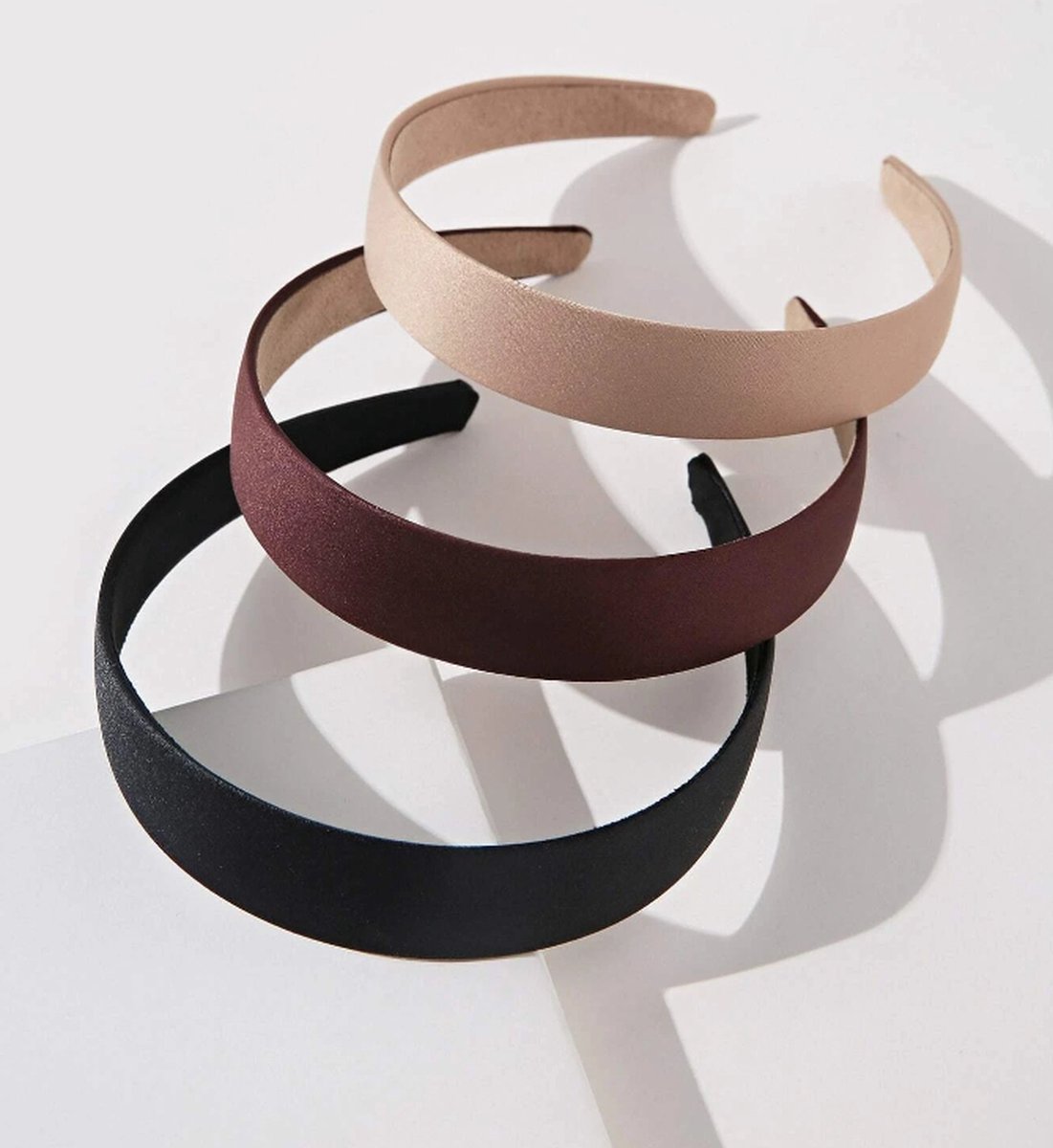 3 stuks - Glans - Satijn - Dames - Vrouwen - Meisje - Tieners - Jonge vrouw - Boho Haarband - Diadeem - Zwart - Bruin - Beige / Zand Bruiloft - Feest - Gala - Diademen - Haarbanden - Hoofdband - DH collection
