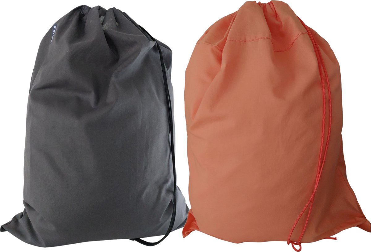Goedkoopste Bluvardi katoenen waszakken set van 2 stuks - XXL -antracit-oranje