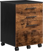 HICON Ladeblok - Archiefkast - Opbergkast - Op Wieltjes - 3 Lades - Opbergruimte - Radwint -Bruin - 40 x 40 x 57.5 cm