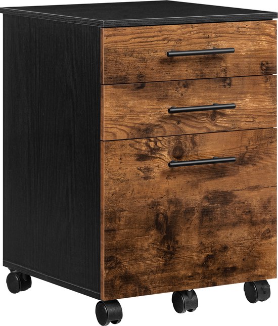 Ladeblok Bureau met Wielen – 3 Lades – Bruin Houtlook - Bol