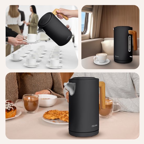 Zeegma KETLEE 1,7 L Kabelloser Elektrischer Wasserkocher Für Tee Und Kaffee 2200 Watt Edelstahl Modernes Elegantes Design
