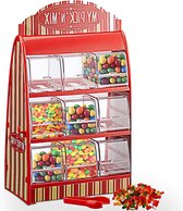 Présentoir à Bonbons/collations 5 Niveaux - 165 Cm, Roulettes 360° - Pour Magasin, Bureau, Comptoir - Acier, Avec étiquettes Personnalisables - 10