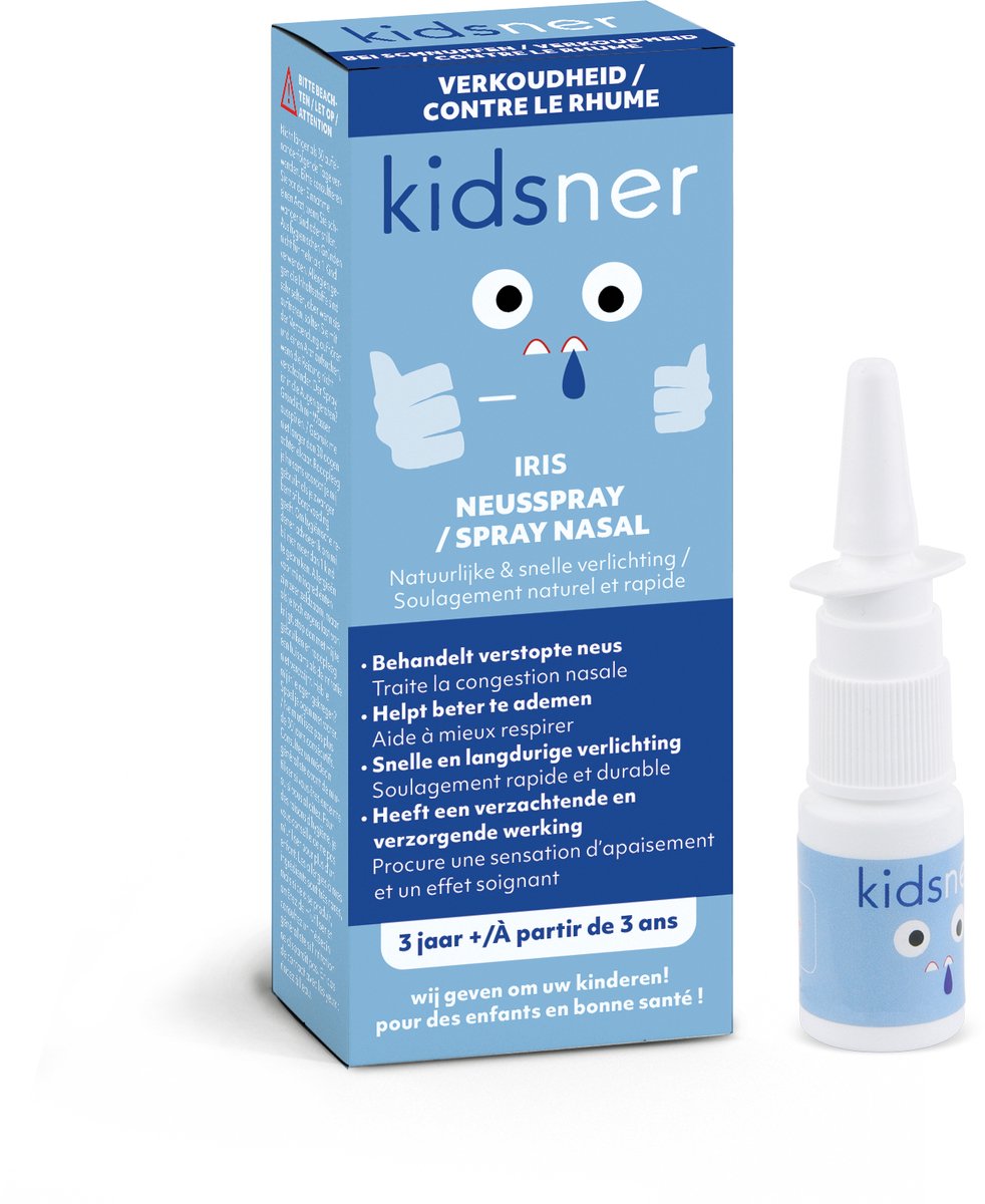 Goedkoopste Kidsner Iris Neusspray tegen verkoudheid - Snelle en rustgevende verlichting van een verstopte neus | Kindvriendelijk | Helpt vrij te ademen door de neus | 10 ml