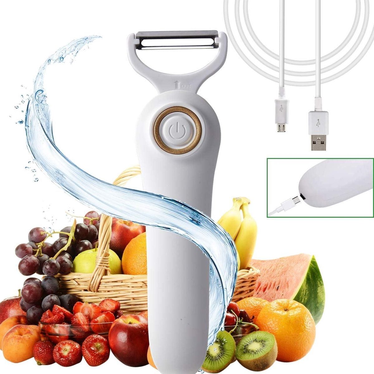 Elektrische Dunschiller Groenten en Fruit - 3-in-1 Draagbare Elektrische Dunschillerset, Julienne Dunschiller Snijmachine Keukengadgets voor Appels, Aardappelen, Wortelen, Komkommer