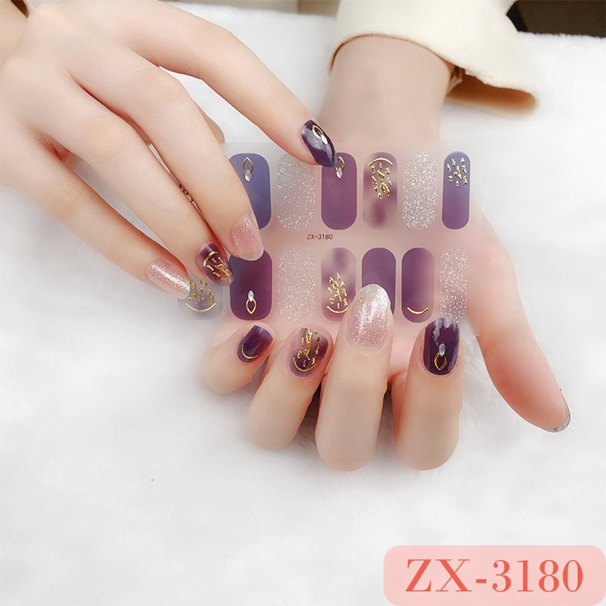 Goedkoopste Prachtige nieuwe design NagelStickers Met Nagelvijlen/ 1 vel , 14 tips/ Manicure Nagel stickers / Nail stickers