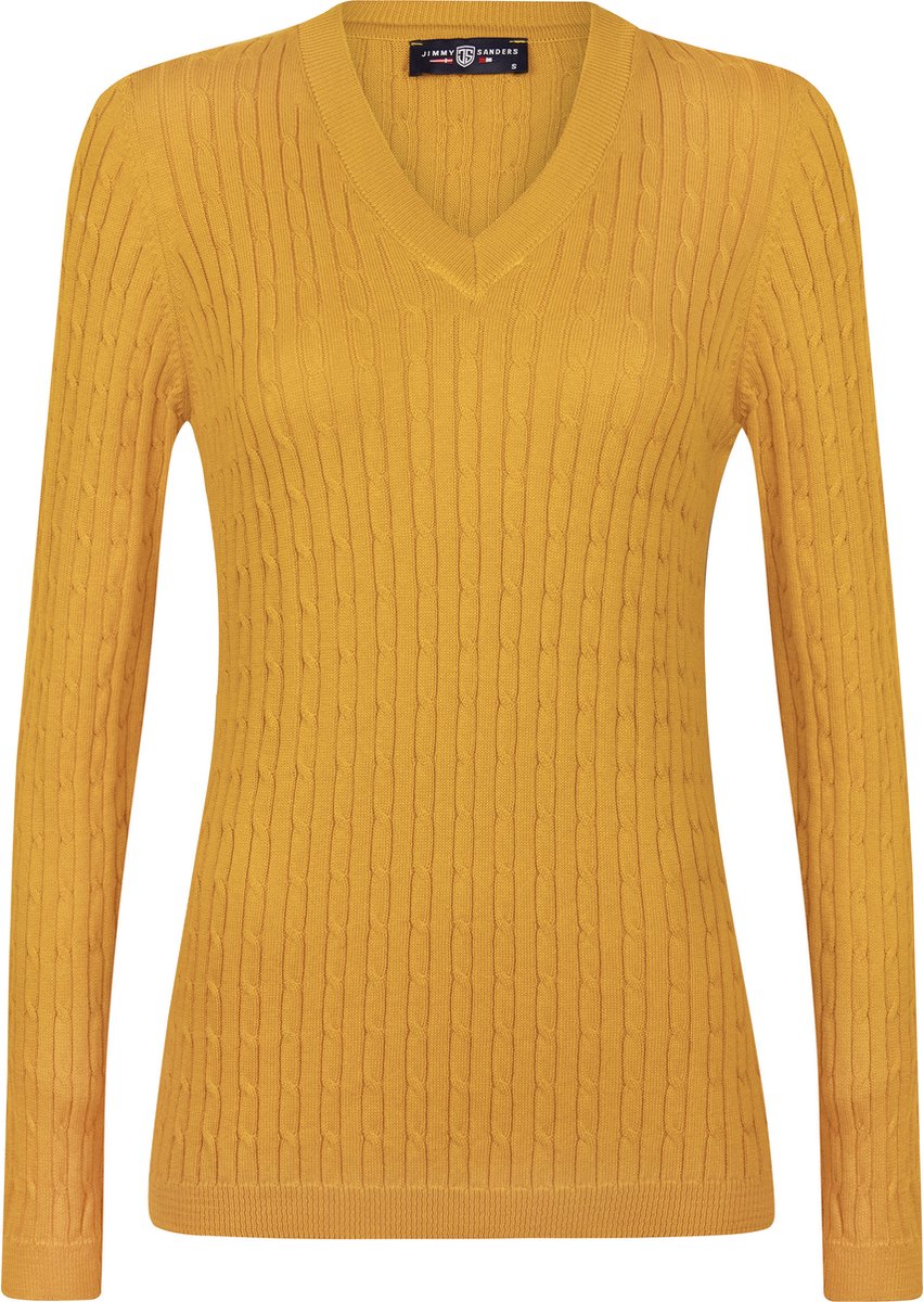 Jimmy Sanders V-Neck Sweater - V Trui - 100% Katoen Dames Geel - M