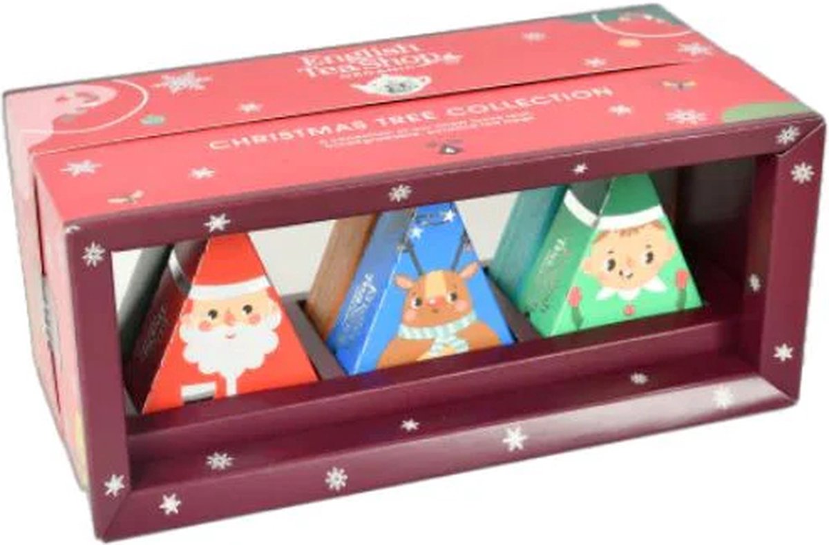 Thee cadeau "Happy Tummies – Thee geschenk – Kerstcadeau - Kerstmis karakter om in boom te hangen - 6 theezakjes