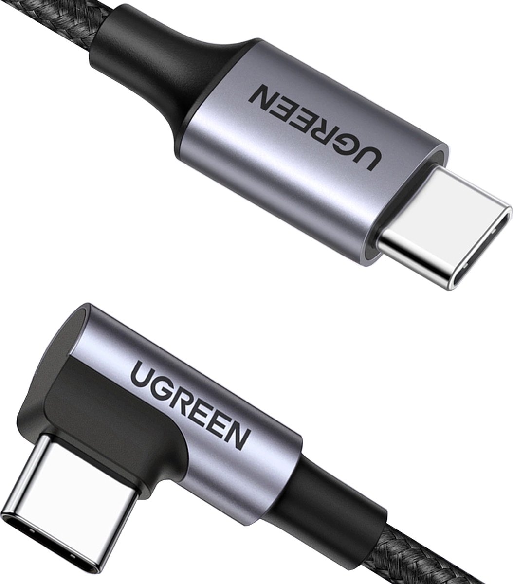 UGREEN - SNELLE - KABEL DUURZAAM HOEK USB-C NAAR USB-C 0,5M ZWART