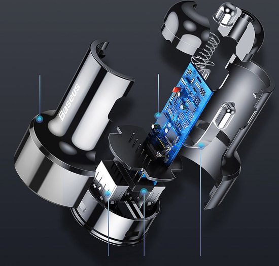 Chargeur de voiture Baseus Magic 2x USB QC 3.0 45W (Zwart)