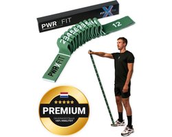foto van FITELASTIX® Premium Weerstandsband Lang - Alles in 1 - Resistance Band - Sport Elastiek Fitness - Workout Elastiek - Met Handvatten - Thuis Sporten - Weerstand band 5-30kg - Stof - Groen