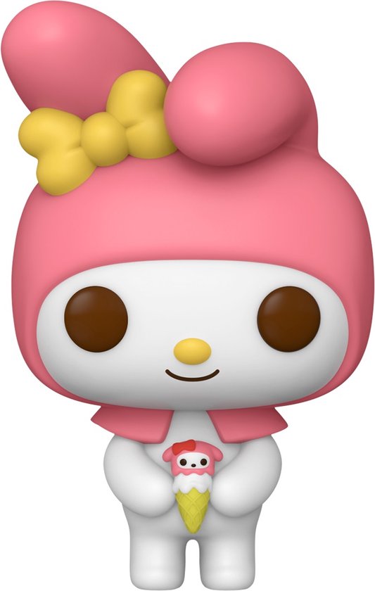 Funko Pop! My Melody #91 figuur, wit met roze kap en ijsje.