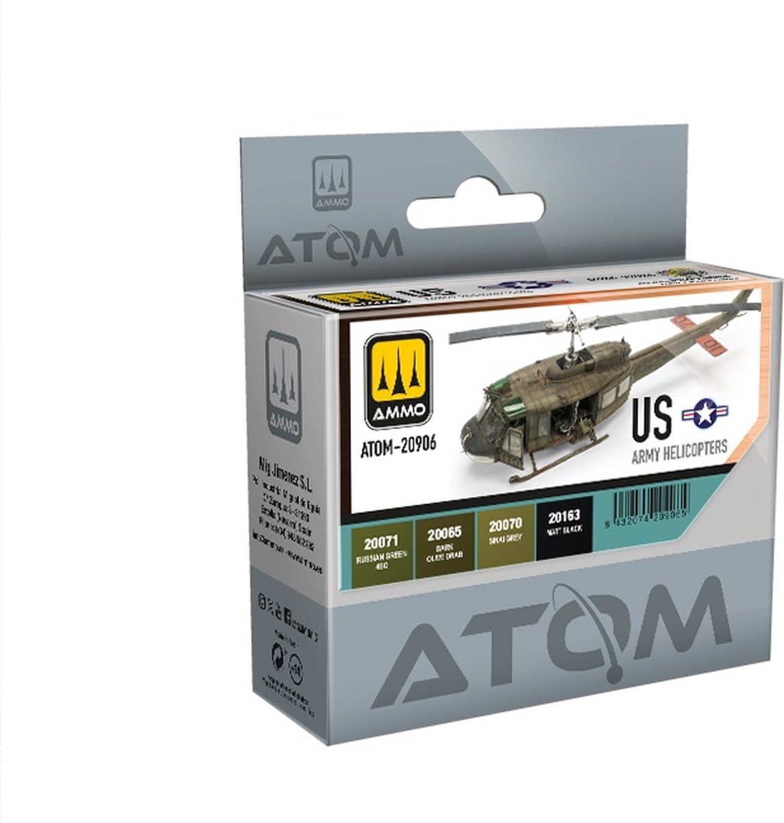 AMMO by Mig Jimenez Hobbyverf Acrylverf - MIG 20906 ATOM - Amerikaanse Legerhelikopters Kleuren - Acryl Set 4x20ml Verf set