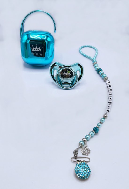 Fopspeen, speenhouder en speenkoord - speen baby, luxe speenset blauw, speen baby jongen, kan ook rechtstreeks als cadeau worden verstuurd van Sindsio. — afbeelding 3