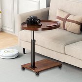 C-vormige Laptop Bijzettafel - Industriële Stijl - Metalen Frame Kleine Salontafel 4 Wielen Handgrepen Bed Side Nachtkastje Woonkamer Kantoor Slaapkamer