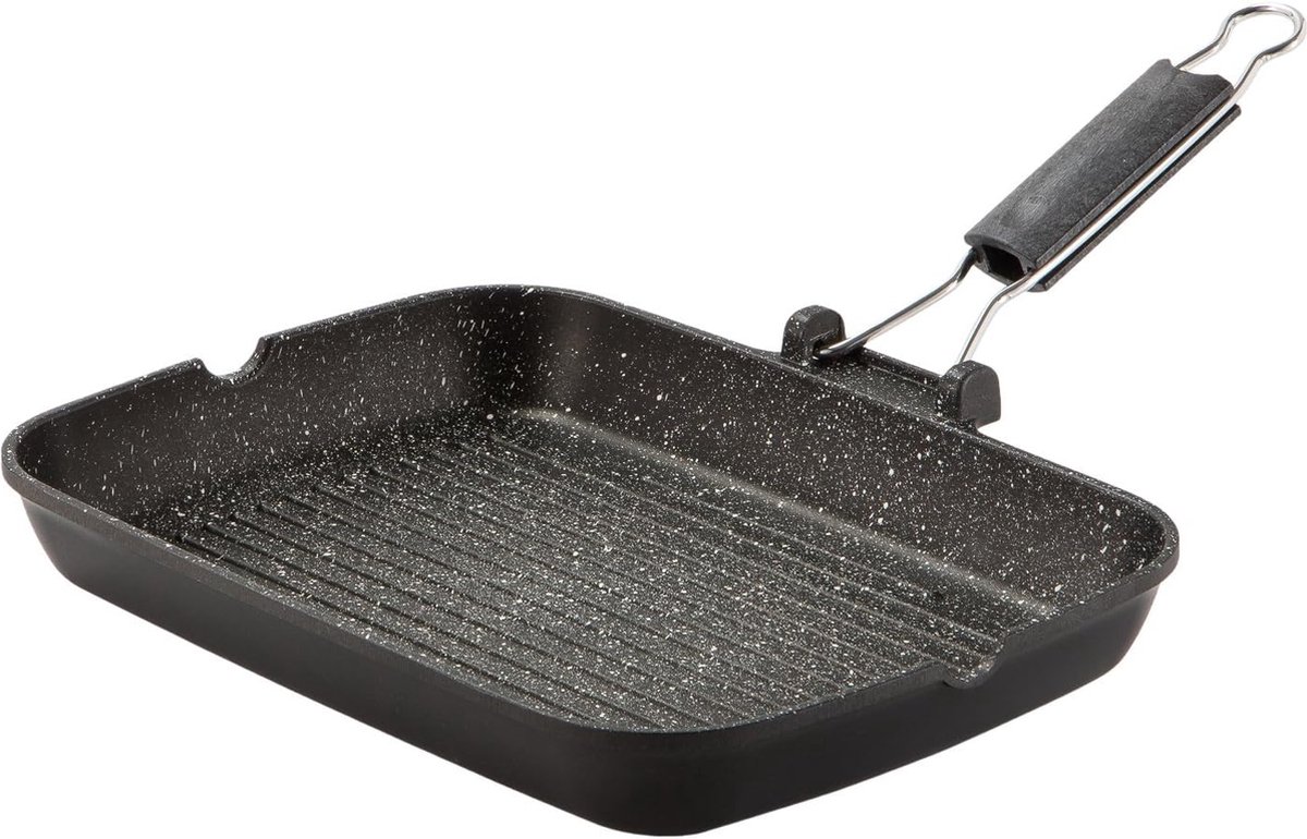 Rechthoekige Grillpan met Vouwbare Handgreep voor Gezond Grillen en Braden