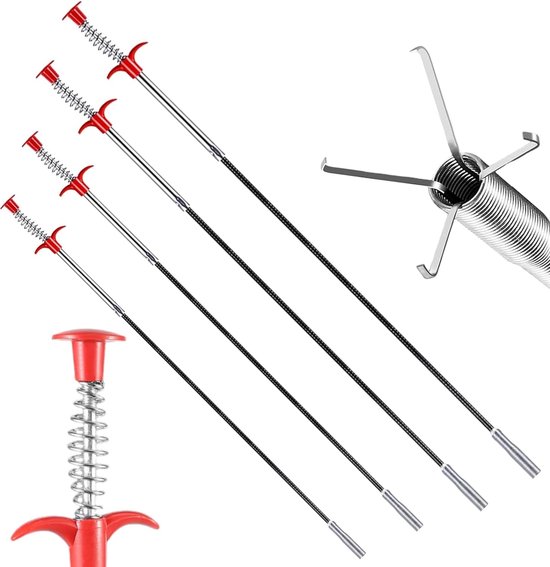 200 cm/90 cm Grijper Flexibele klauwgrijper, 2 stuks, buisreinigingsspiraal, afvoerspiraal, grijper, tang, telescopische Drain Cleaner, toiletten, spiraal, telescopische grijper voor keuken, badkamer