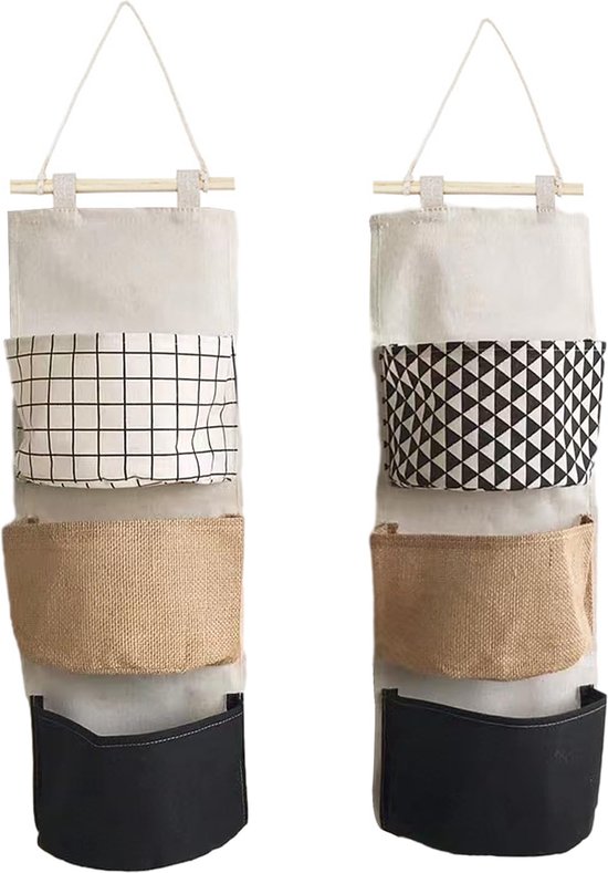 SCHYIDA 3 Stuks Hangende Tas Voor Aan De Muur, Hangende Opbergtas Hangende Organizer Met 3 Halve Cirkelvormige Vakken Voor Kinderkamer Badkamer Slaapkamer Grijs Groen Wit