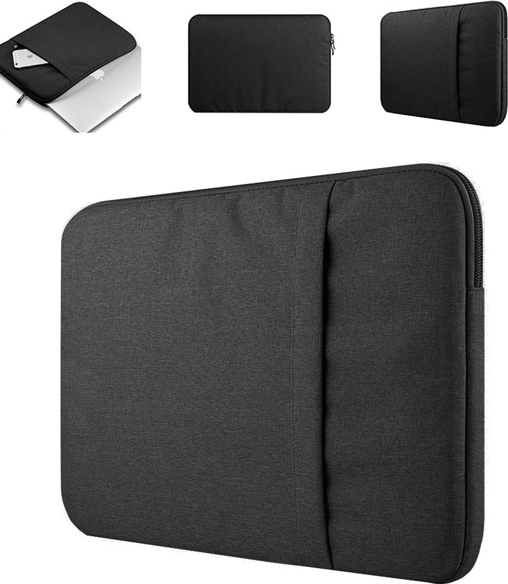 SIEPS Laptop Sleeve - Laptophoes Zwart - 15.6 Inch En Kleiner ( 13 inch & 14 inch ) - Laptop Hoes - Laptophoes 15.6 Inch - Laptop Cover - Macbook Hoes met Ritssluiting - Waterafstotende Hoes - Laptoptas Dames - Laptoptas Heren - Zwart
