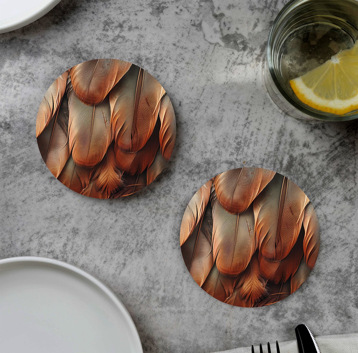 GR onderzetters voor glazen - Feather Coffee - Vinyl - 6st