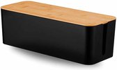 BUDDLEY Kabelbox Zwart Bamboe (XL) - Kabeldoos - Kabel Opbergbox Stekkerdoos - Kabel Management onder bureau - Kabel Organiser Bureau - Kabel Organiser - Kabelbox Stekkerdoos - CableBox - Kabel Doos - Kabelbox voor snoeren wegwerken