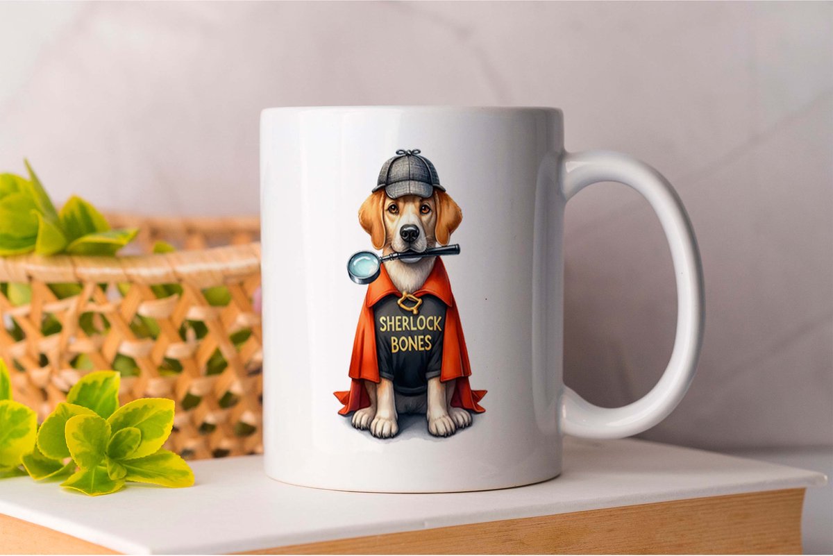 Mok Sherlock Bones - dogs - gift - cadeau - puppies - puppylove - doglover - doggy - honden - puppyliefde - mijnhond - hondenliefde - hondenwereld