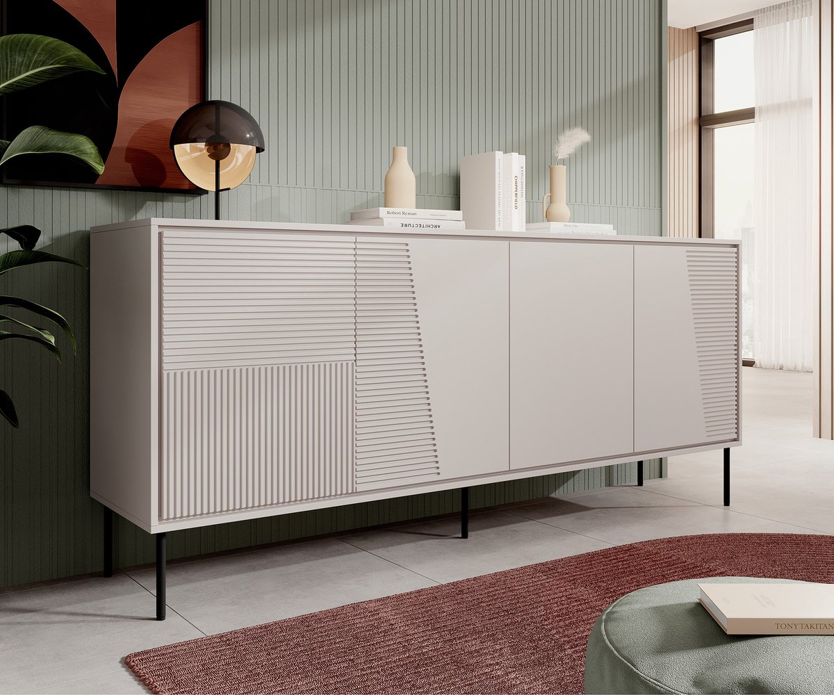 Meubella - Dressoir Blanes - Beige - 200 cm
