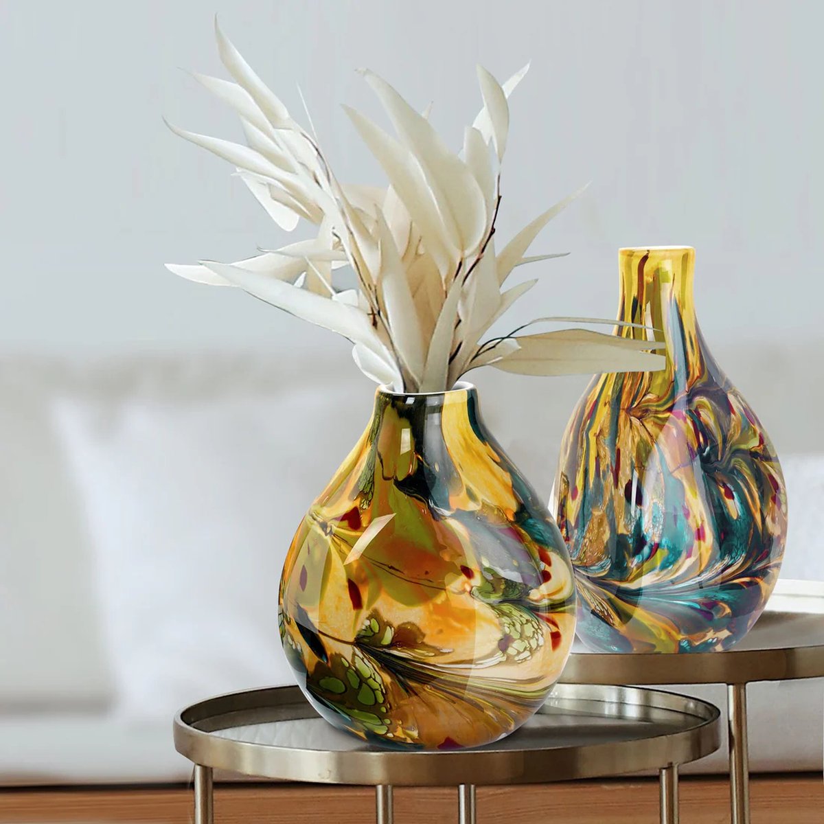 Terroso - Vaas, Glas, Handmade Mixed Colours, Hoogte 25 cm