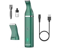 Hondenpoottrimmer met dubbele messen, geluidsarme tondeuse, huisdierverzorgingsset voor honden, katten, poten, ogen, oren, gezicht