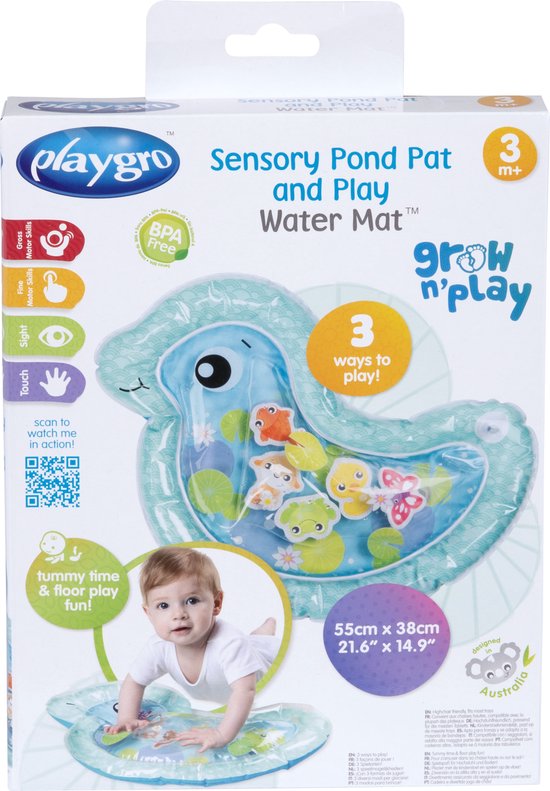 Playgro Sensory Pond Pat and Play Water Mat - Speelgoed Baby - Speelgoed 1 jaar - Baby Speelgoed - Motoriek speelgoed - waterspeelgoed baby - Waterspeelgoed Peuters -interactief speelgoed - sensorische watermat