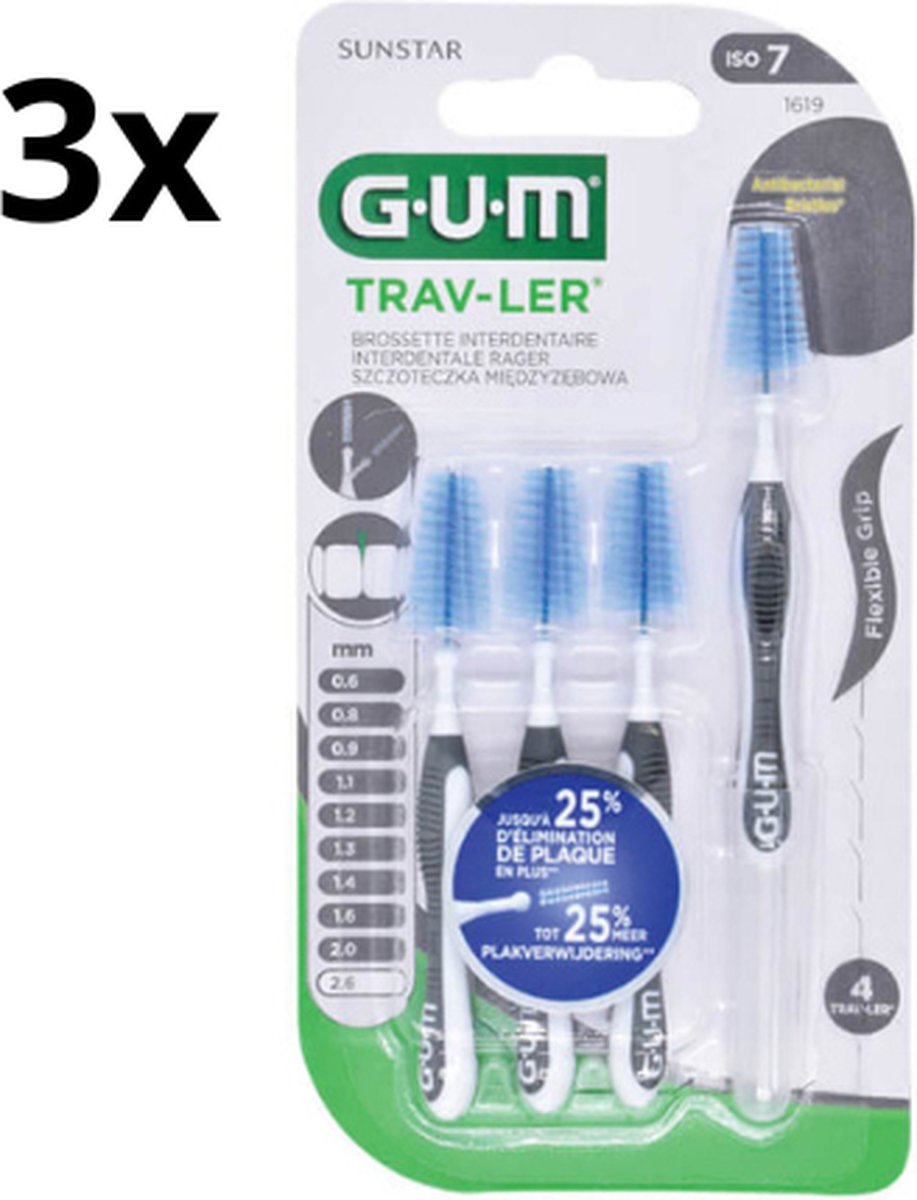 Goedkoopste GUM Trav-ler Ragers 2.6 mm Zwart - 3 x 4 stuks - Voordeelverpakking