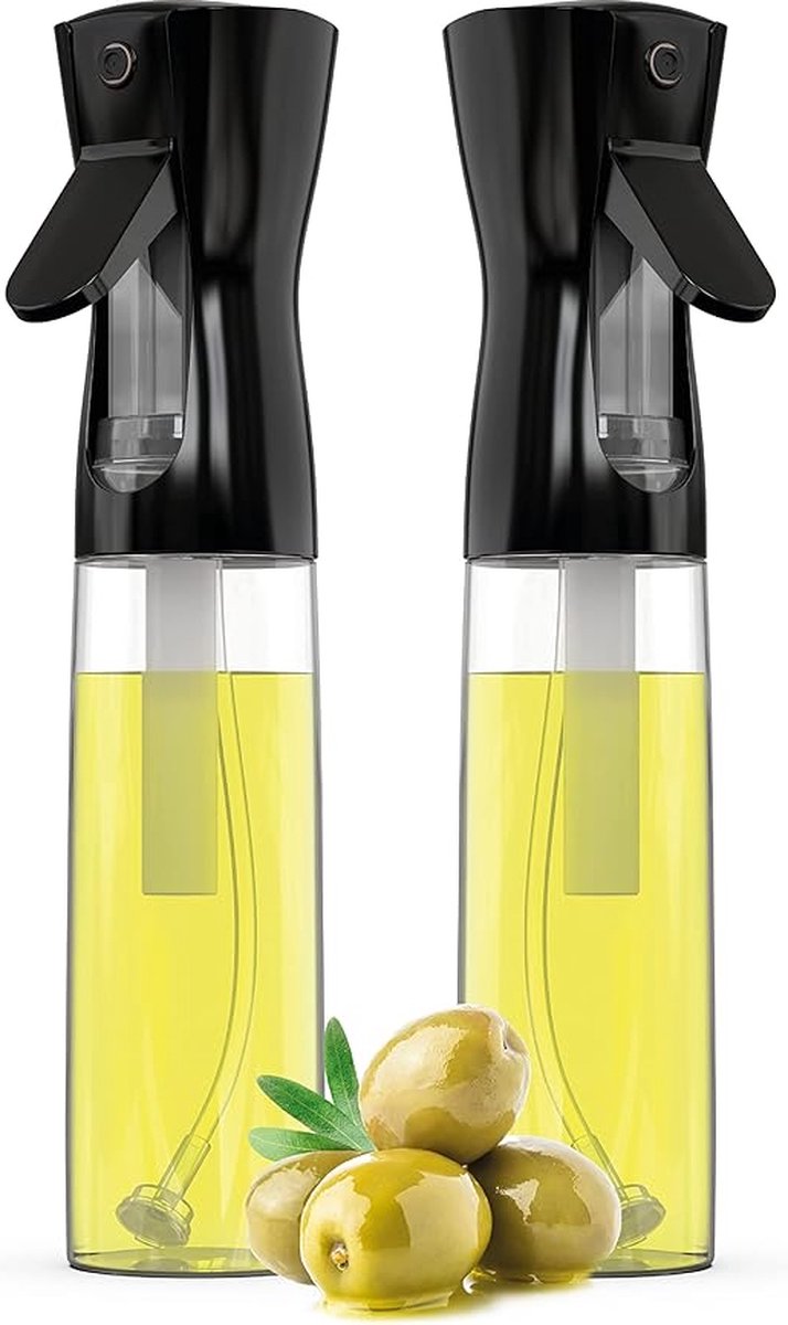 Duurzaam&Mi - Oliespray - 1 set (2 stuks) - zwart - 200 ml - oliedispenser - spuitbus voor olijfolie en azijn om te koken - keuken - keukengerei- keuken accessoires - handig - oliefles - olie pomp