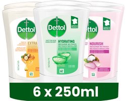 Dettol No-Touch Handzeep Navulling - Aloe Vera - Extra Care Honey & Sheabutter - Sheabutter - 250ML x6
