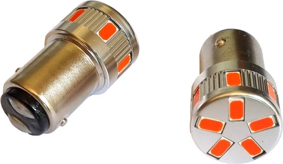 BAY15D - 1157 - autolamp set | 2x 11-SMD LED rood | 12-24V DC | bol