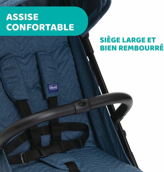 Compacte Buggy - Opvouwbaar - Verstelbare rugleuning - Ultralicht - Baby Wandelwagen met Trolleysysteem - Regenhoes & Uittrekbare Kap - tot 15 kg - Blauw Buggy inklapbaar vliegtuig van Merkloos — afbeelding 5