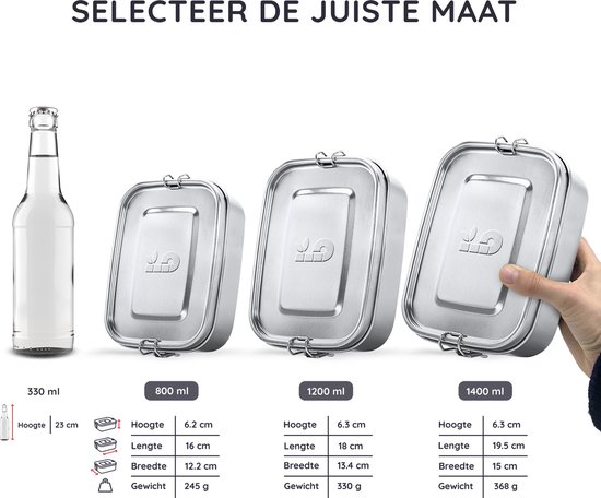 Boite Gouter Inox 800 ml | Boite à Gouter Sans Bpa | Boite Repas Hermetique | Boite Compartiment Repas | Lunch Box Etanche | Bento Inox 800 ml | Lunchbox | Bambaw