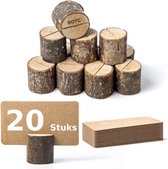 BOTC Houten kaarthouder - 20 Pak met 20 Plaats Kaarten - Tafelkaarthouder - Naambordje - Fotohouder – Voor Tafel Nummers, Naam Kaart